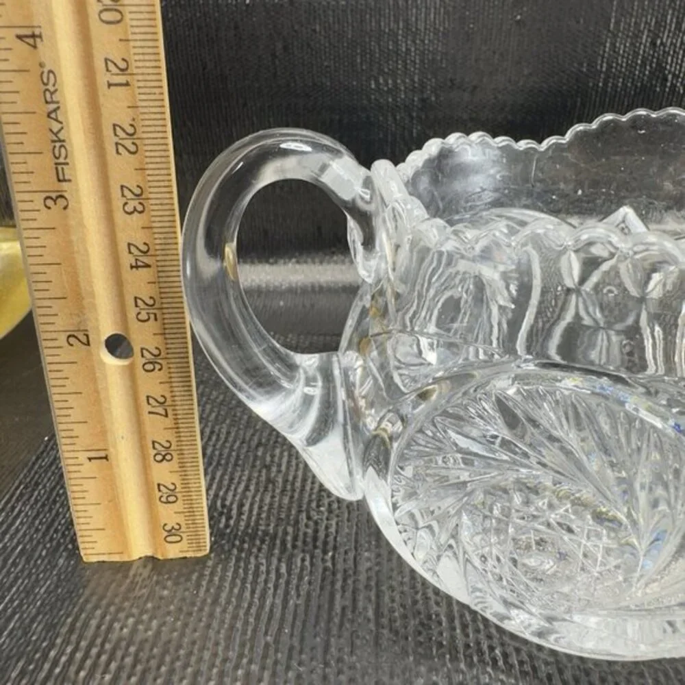 Antique EAPG Clear Glass Crystal Large Creamer Pitcher Jug Heavy Glass Decor VTG